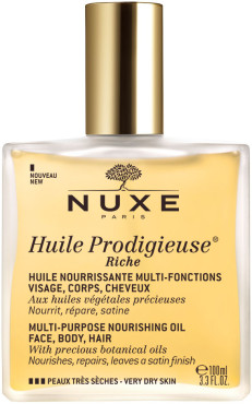 Nuxe Huile Prodigieuse Riche Multi Purpose Dry Oil Face Body Hair Body Oil 100 ml